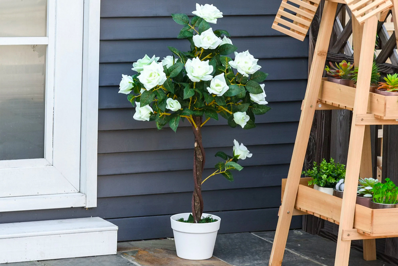 Artificial White Camellia Potted Plant at LivingSocial