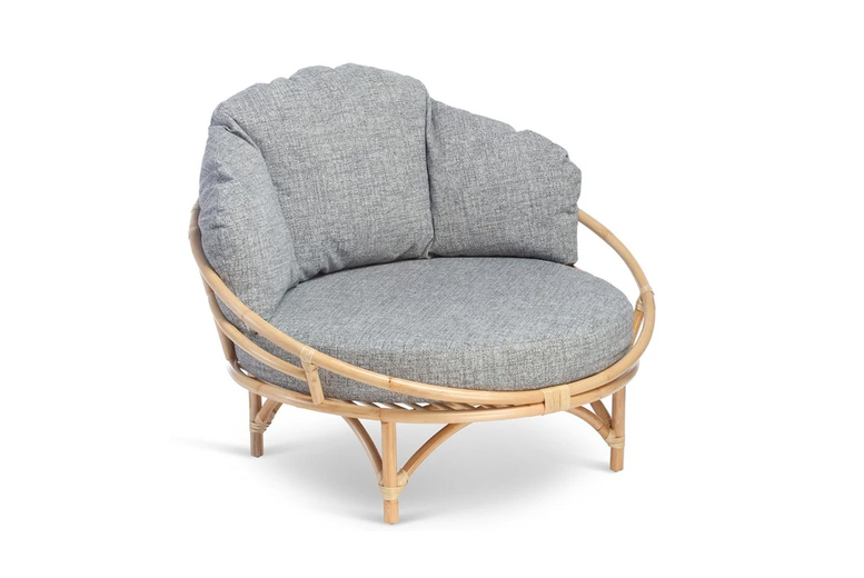 Rattan Natural Cane Modern 2-Seater Circular Fabric Sofa – Latte, Large Snug Chair | Wowcher Rattan Natural Cane Modern 2-Seater Circular Fabric Sofa – Latte, Large Snug Chair | Wowcher