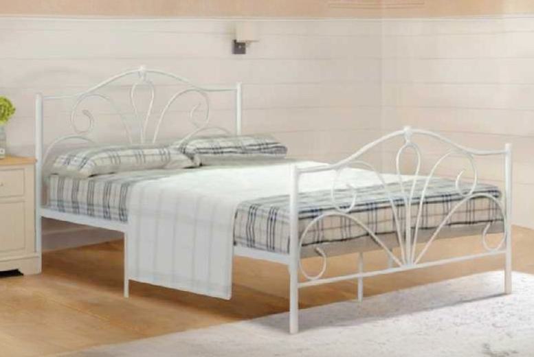 Emmie Classic Metal Bed Frame & Sturdy Base with Optional Mattress | Wowcher