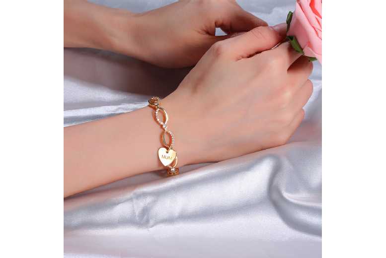 Crystal Charm Bracelet for Mum – Adjustable, Gold/Silver/Rose Gold, Gift-Boxed | Wowcher