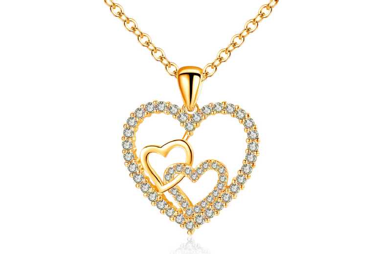 Elegant Heart Gold Necklace with Valentine's Gift Box | Wowcher