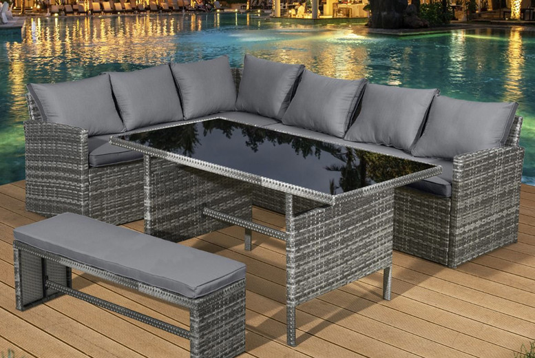 £695 instead of £789.99 for a Fiji eight-seater polyrattan corner dining set in dove grey or pewter grey from Oseasons – save £94.99! £695 instead of £789.99 for a Fiji eight-seater polyrattan corner dining set in dove grey or pewter grey from Oseasons – save £94.99!
