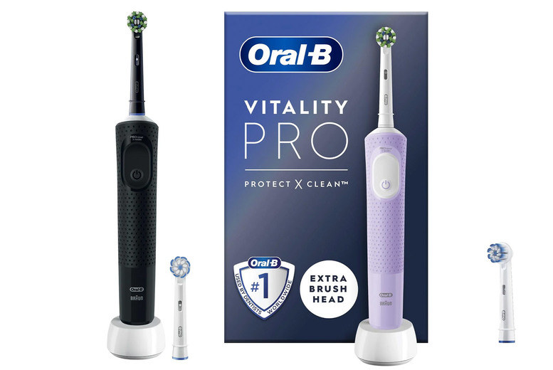 Oral-B Vitality Pro Electric Toothbrush for Sensitive Gums – 2D Cleaning, Timer, 2-Pack Heads, Black or Lilac | Wowcher