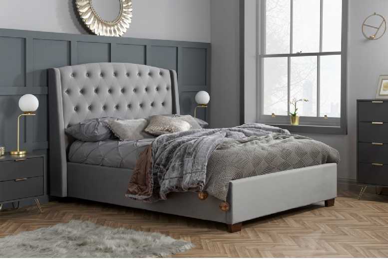 £354.99 instead of £644.99 for a Balmoral Grey Velvet Bed Frame 3 Sizes! – save up to 45% £354.99 instead of £644.99 for a Balmoral Grey Velvet Bed Frame 3 Sizes! – save up to 45%