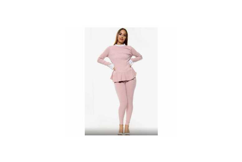 Pink Peplum Top & Legging Loungewear Set