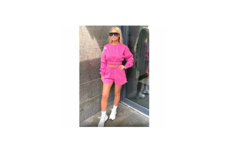 Pink Cropped Top And Shorts Co-Ord Set
