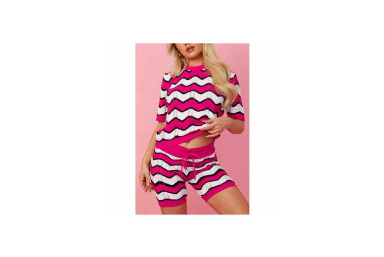 Pink Knitted Top & Shorts Co-Ord Set