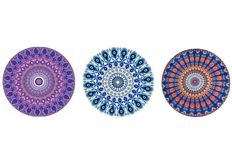 Round Mandala Outdoor Picnic & Beach Mat – Portable, Multi-Purpose, 150cm | Wowcher