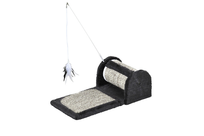 Sisal Cat Scratching Mat & Interactive Feather Teaser Toy – Plush, Space-Saving Design | Wowcher