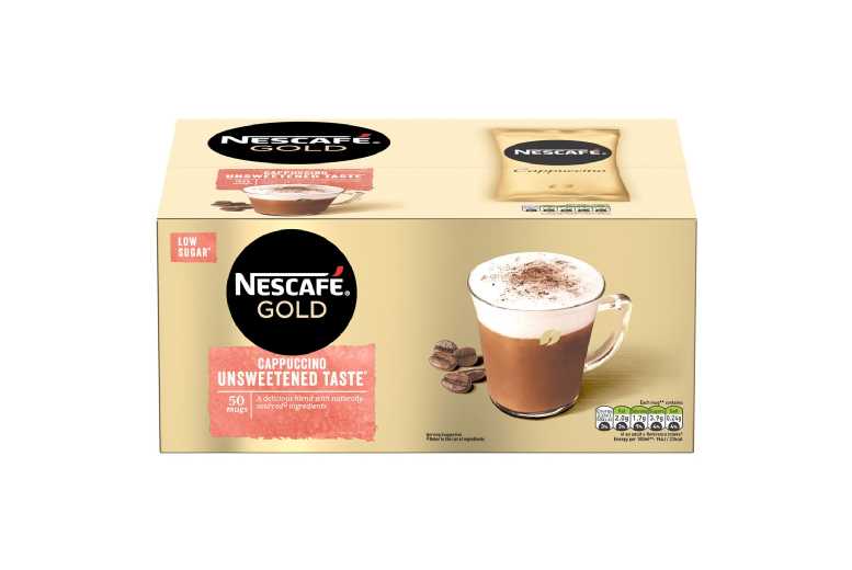 Nescafe Gold Cappuccino Sachets – Classic Italian-Style Instant Coffee, 50 Sachet Pack, Low Sugar, Recyclable Box | Wowcher