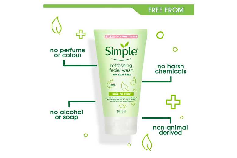 Simple Kind to Skin Refreshing Facial Wash Gel – Vitamin E & Pro-Vitamin B5, Deep Cleansing for Sensitive Skin | Wowcher
