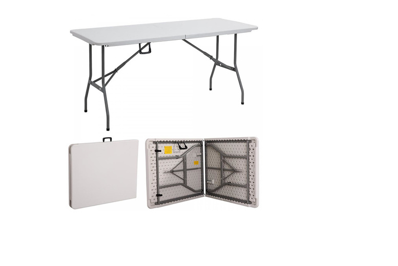 A white foldable 6ft heavy-duty pop-up table | Wowcher