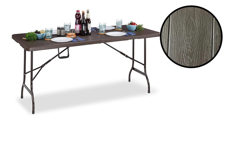 A wood effect foldable 6ft heavy-duty pop-up table | Wowcher