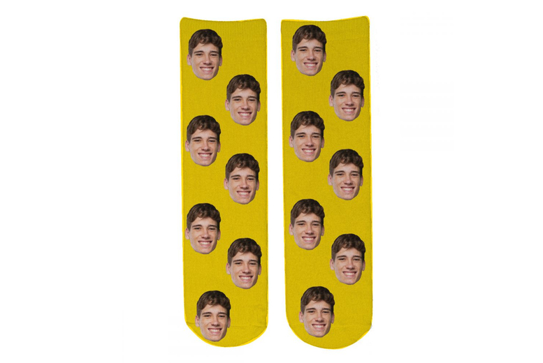 Personalised Photo Face Socks – Custom Moisture-Wicking Crew, UK Sizes 4-11 | Wowcher
