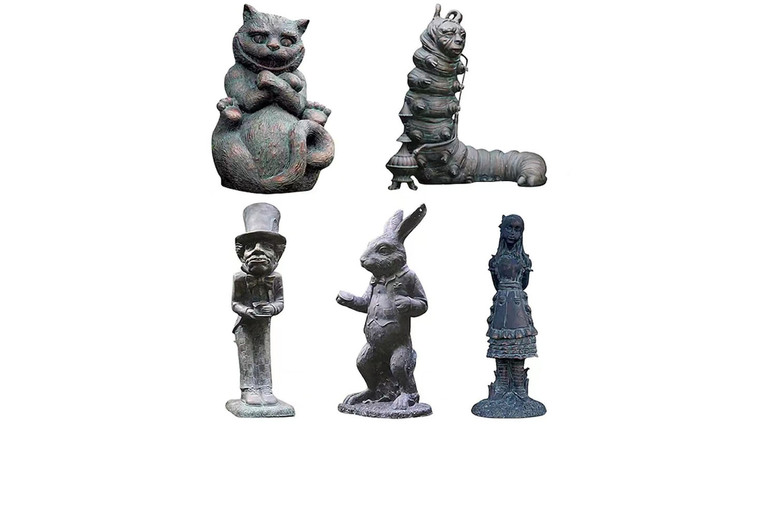 Alice in Wonderland Garden Ornament Sculpture Set – Weather-Resistant Resin Outdoor Décor | Wowcher