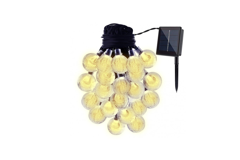 100 LED Solar Bulb String Lights, Warm | Wowcher