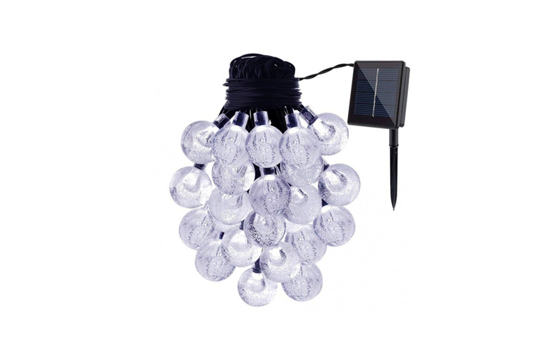 100 LED Solar Bulb String Lights, White | Wowcher