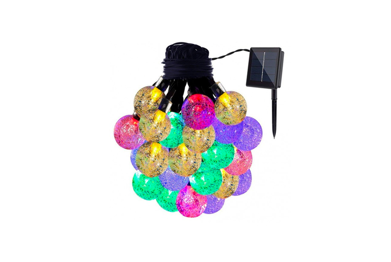 100 LED Solar Bulb String Lights, Colourful | Wowcher