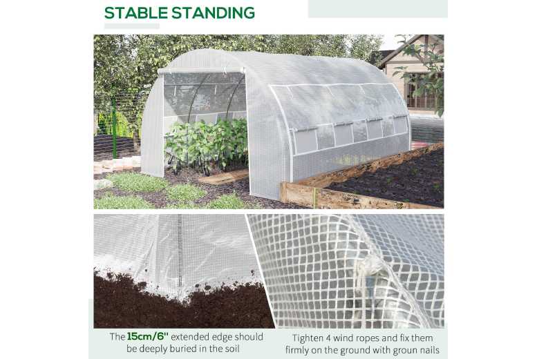 Outsunny Deluxe Polytunnel Greenhouse – Large Outdoor Tunnel, UV-Protected, Sturdy Steel Frame, 3.9m x 3m, Family Garden Fun | Wowcher