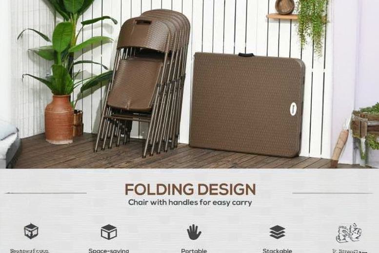 Outsunny Resin Rattan Folding Dining Set – Space-Saving Outdoor Elegance | Wowcher Outsunny Resin Rattan Folding Dining Set – Space-Saving Outdoor Elegance | Wowcher