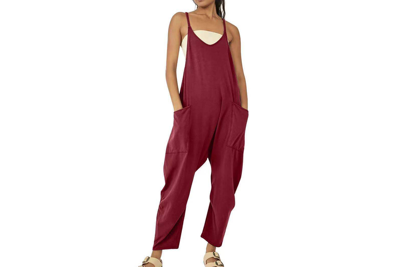 Black Women’s Baggy Comfy Sleeveless Jumpsuit Dungarees – 14 Colour Options | Wowcher