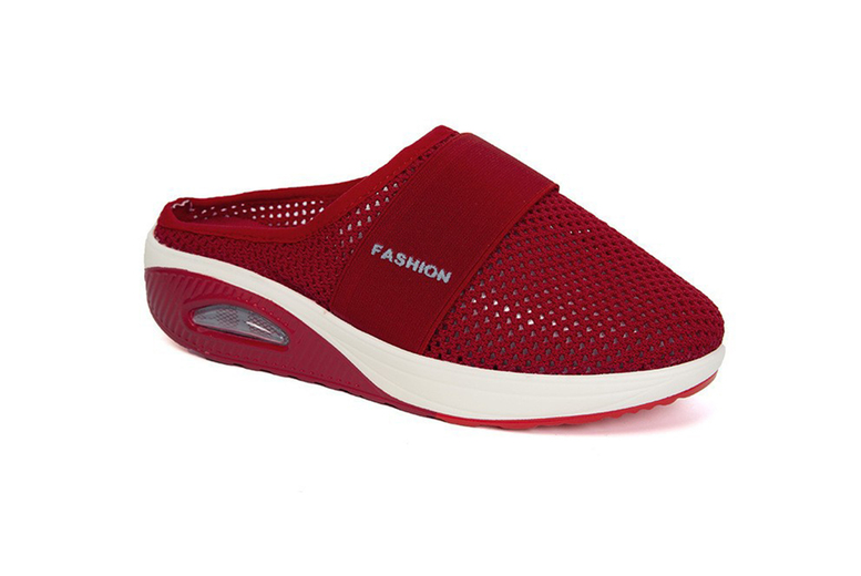 Black Women's Mesh Air Cushion Slip-On Trainers - Lightweight, Breathable & Non-Slip | Wowcher