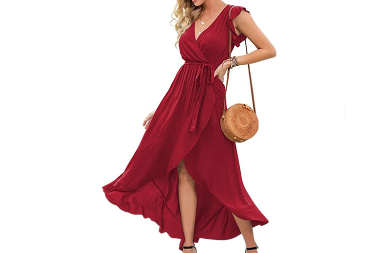 Women’s Black V-Neck Wrap Midi Dress – 100% Polyester, Sleeveless, Flattering Fit, Summer Party & Evening Style (UK 8-16) | Wowcher Women’s Black V-Neck Wrap Midi Dress – 100% Polyester, Sleeveless, Flattering Fit, Summer Party & Evening Style (UK 8-16) | Wowcher