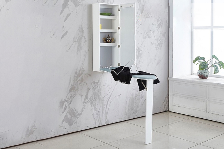 Foldable Wall Mounted Ironing Board Cabinet – Space-Saving Laundry Storage | Wowcher Foldable Wall Mounted Ironing Board Cabinet – Space-Saving Laundry Storage | Wowcher