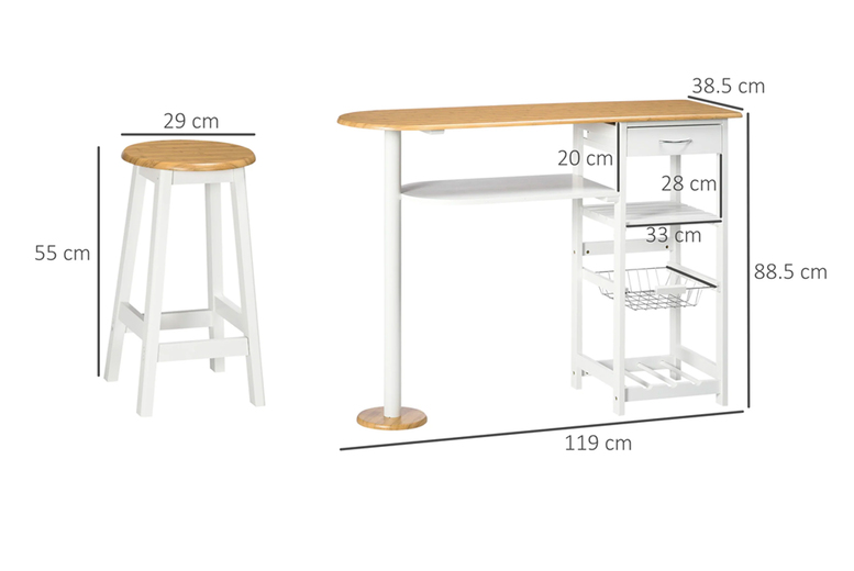 3-Piece Breakfast Bar Table with Storage | Wowcher 3-Piece Breakfast Bar Table with Storage | Wowcher