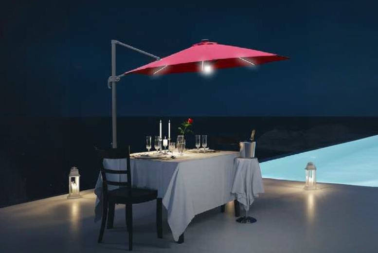 Outsunny Cantilever Roma Patio Parasol with Solar LED Lights Outsunny Cantilever Roma Patio Parasol with Solar LED Lights