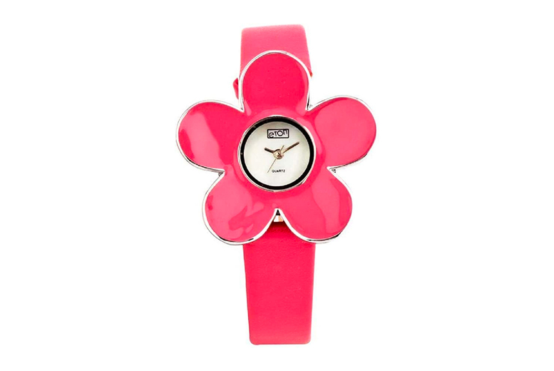 Eton Ladies Quartz Watch – Pink Flower, Water-Resistant, Stainless Steel Case, 38mm Classic | Wowcher