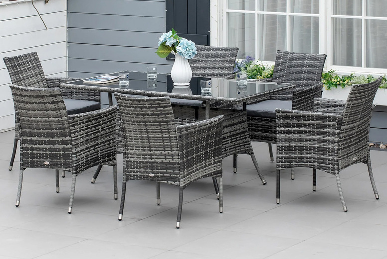 6 Seater Rattan Dining Set – Weather-Resistant & Stylish | Wowcher
