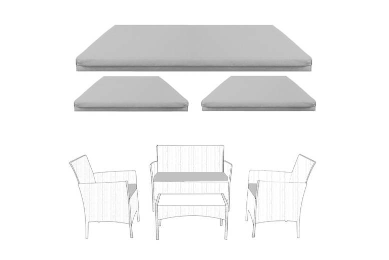 A 3-piece rattan cushion set, silver grey | Wowcher