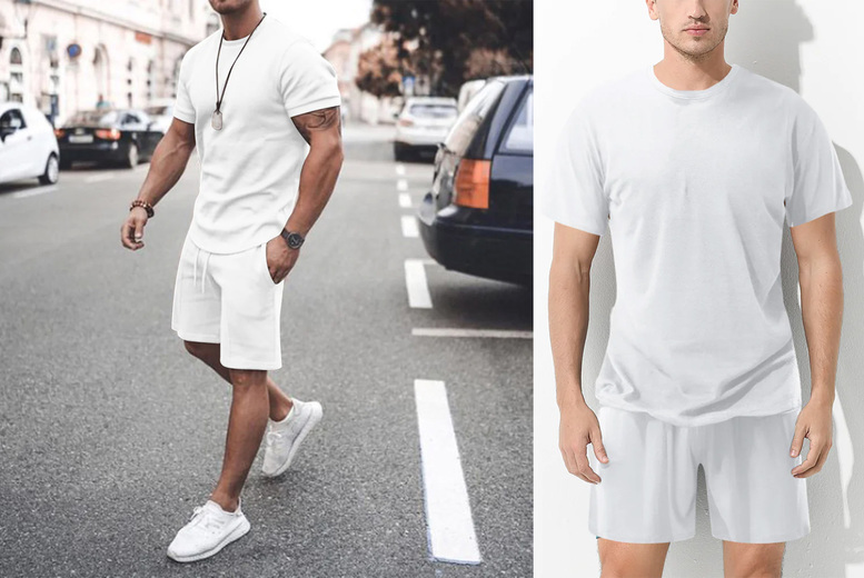 Men’s Solid Colour T-shirt & Shorts Set – 5 Colours