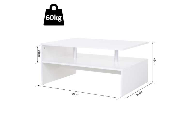 HOMCOM Sleek & Stylish 2-Tier Coffee Table