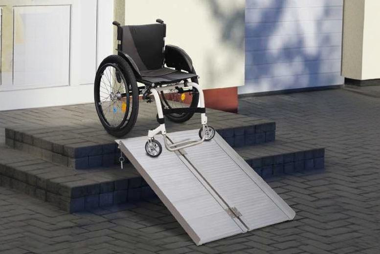HOMCOM 3ft Aluminium Folding Wheelchair Ramp – Portable, Slip-Resistant Outdoor Access | Wowcher HOMCOM 3ft Aluminium Folding Wheelchair Ramp – Portable, Slip-Resistant Outdoor Access | Wowcher