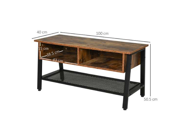 HOMCOM Rubber Wood 3-Tier TV Media Stand HOMCOM Rubber Wood 3-Tier TV Media Stand
