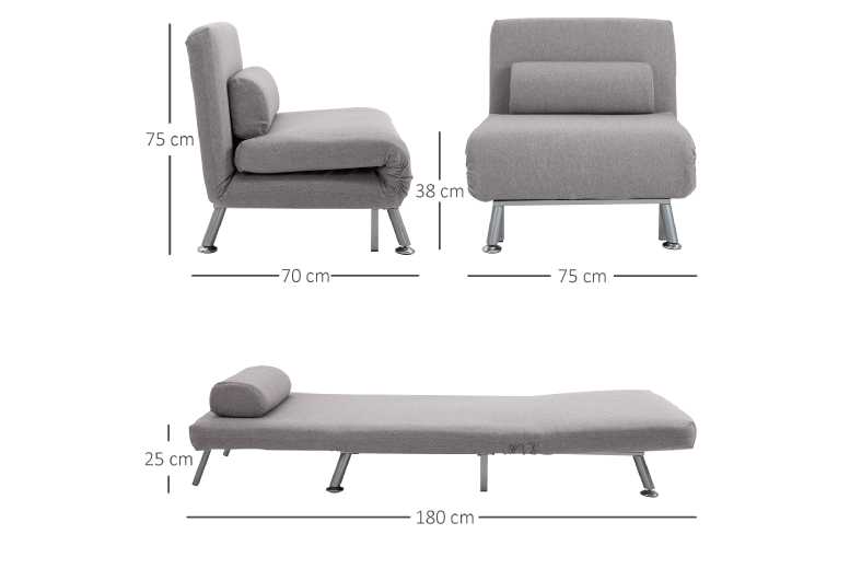 HOMCOM Foldable Single Sofa Bed with Pillow – Space-Saving Guest Chair, Durable Upholstery, Modern Style | Wowcher
