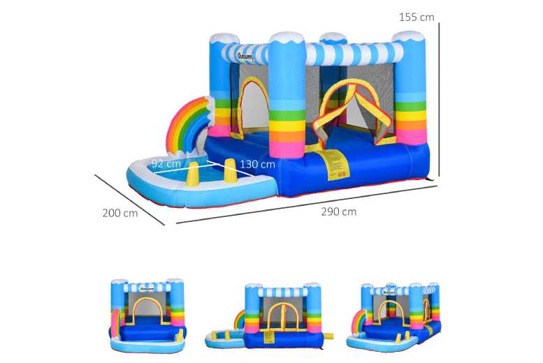 Outsunny Kids’ Magical Rainbow Bouncy Castle – Outdoor Inflatable Playhouse (Ages 3-10, Imaginative, Christmas Toy) | Wowcher