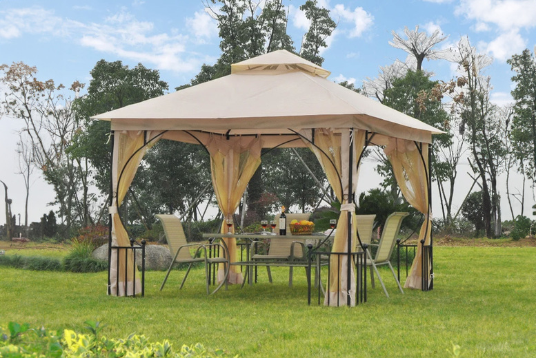 Outsunny Weather-Resistant Metal Gazebo – Mesh Curtains, 3x3m Outdoor Shelter | Wowcher Outsunny Weather-Resistant Metal Gazebo – Mesh Curtains, 3x3m Outdoor Shelter | Wowcher