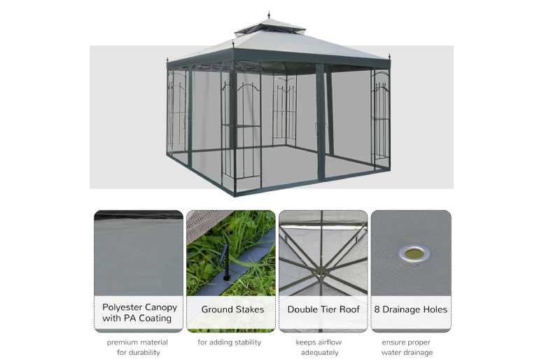 Outsunny Double Top Deluxe Gazebo – Large Outdoor Shelter for Garden Parties & Family Fun | Wowcher