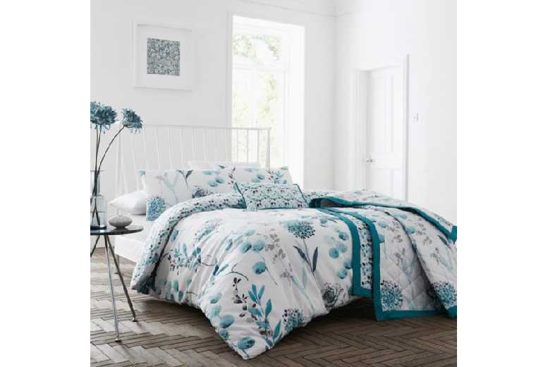 Luxury Cotton Rich Duvet Set – Inky Teal, 200 Thread Count, Soft & Breathable, Machine Washable, Modern Style | Wowcher