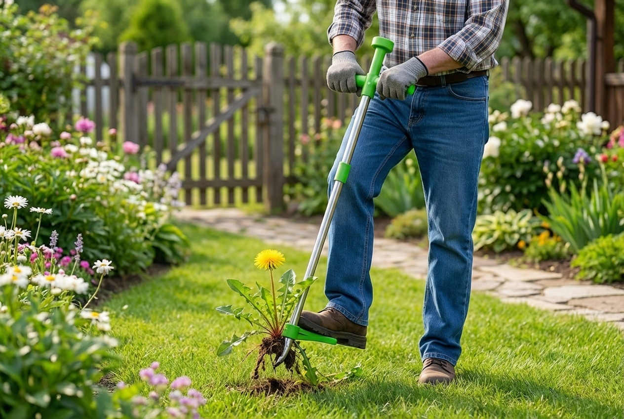 Stand Up Manual Weeding Tool with Ergonomic Aluminum Handle | Wowcher