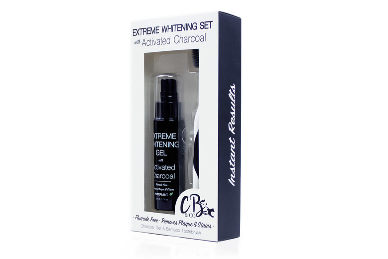 Charcoal Teeth Whitening Gel & Bamboo Toothbrush Set – Manual, Natural Whitening, 2-Piece Oral Care Kit | Wowcher