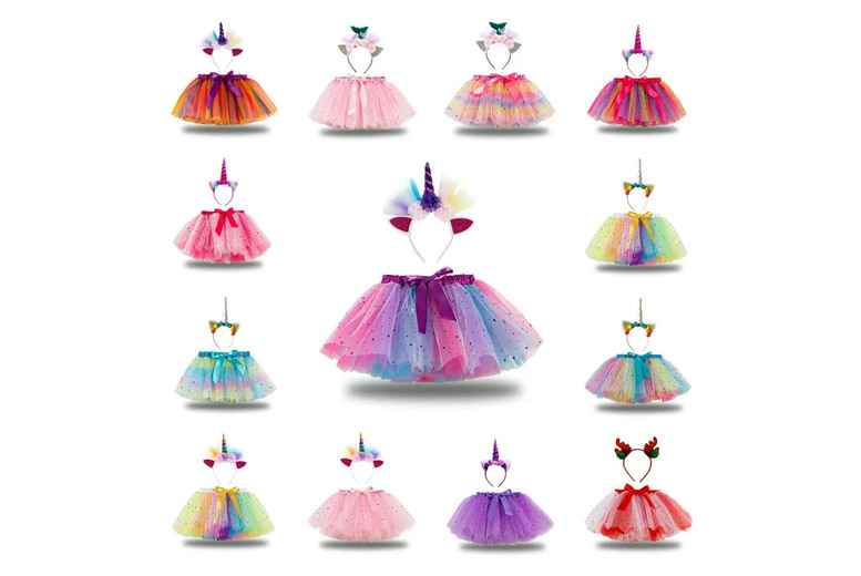 Kids Princess Tutu & Headband Costume Set – 8 Colours, Ages 2-11 – Fancy Dress for Parties & World Book Day | Wowcher