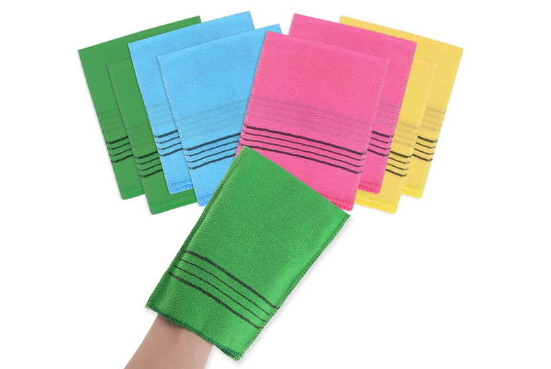 10-Pack Exfoliating Wash Cloths – Green, Pink, Blue, Yellow | Wowcher