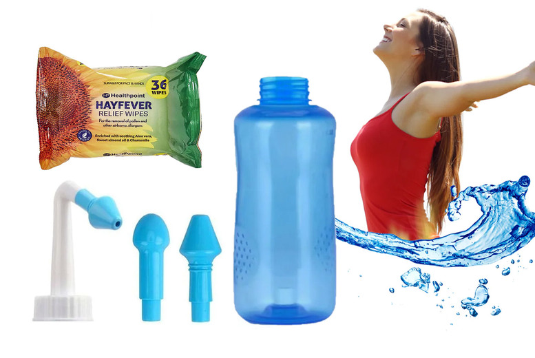 Hayfever Relief Nasal Wash & Wipes Kit | Wowcher