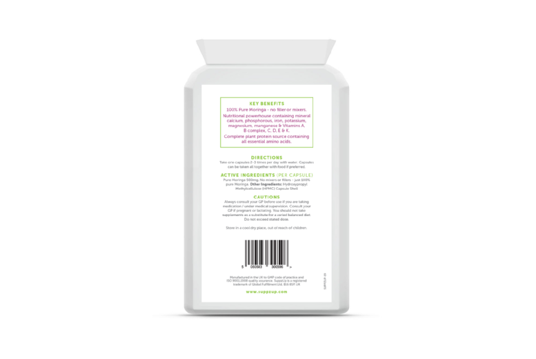 Suppzup Pure Moringa Nutrition – 500mg Power | Wowcher