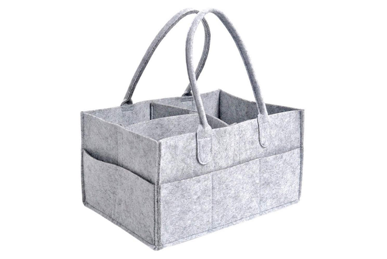 Grey Felt Nursery Nappy Caddy Organiser – Portable Storage Basket with Removable Compartments | Wowcher Grey Felt Nursery Nappy Caddy Organiser – Portable Storage Basket with Removable Compartments | Wowcher