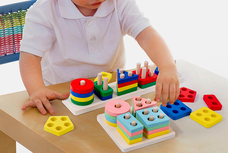 Kids' Wood Colour Shape Stacking Blocks from LivingSocial